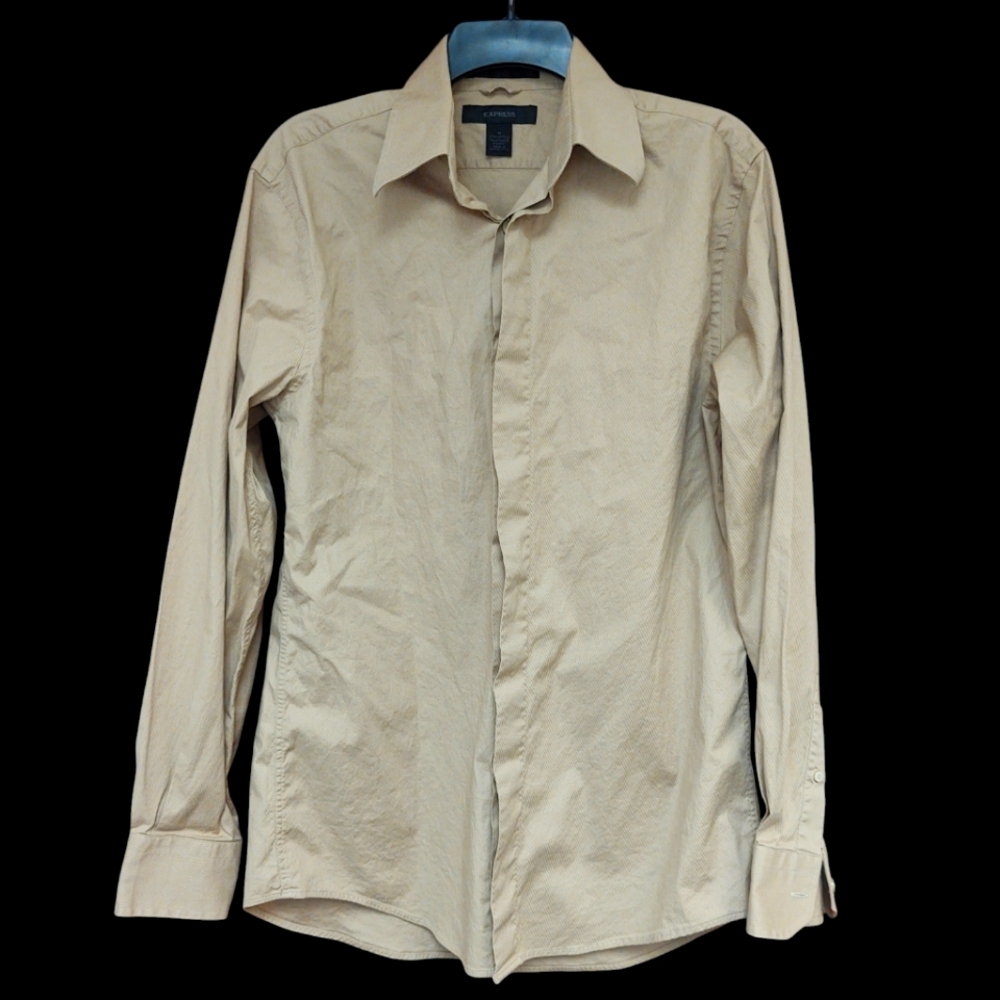 EUC Express Men's Beige Button Up Shirt Size M